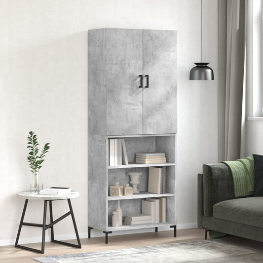Hoge kast 69,5x34x180 cm bewerkt hout betongrijs is nu te koop bij PeponiXL, paradijselijk wonen!