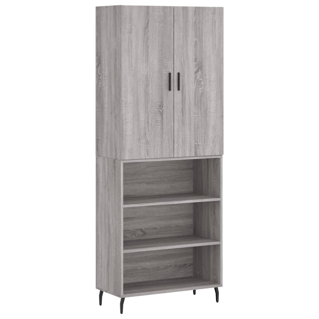 Hoge kast 69,5x34x180 cm bewerkt hout grijs sonoma eikenkleurig is nu te koop bij PeponiXL, paradijselijk wonen!