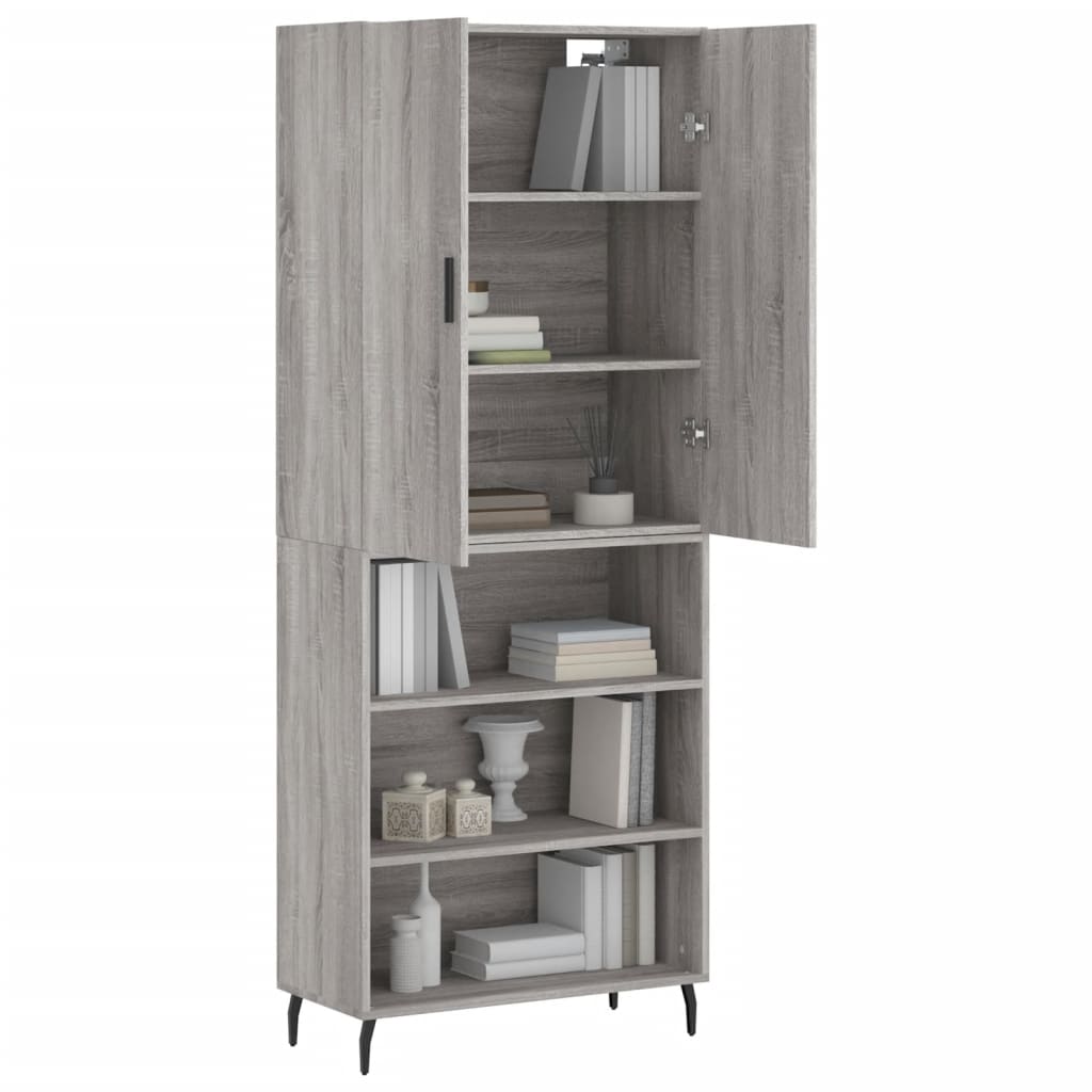 Hoge kast 69,5x34x180 cm bewerkt hout grijs sonoma eikenkleurig is nu te koop bij PeponiXL, paradijselijk wonen!