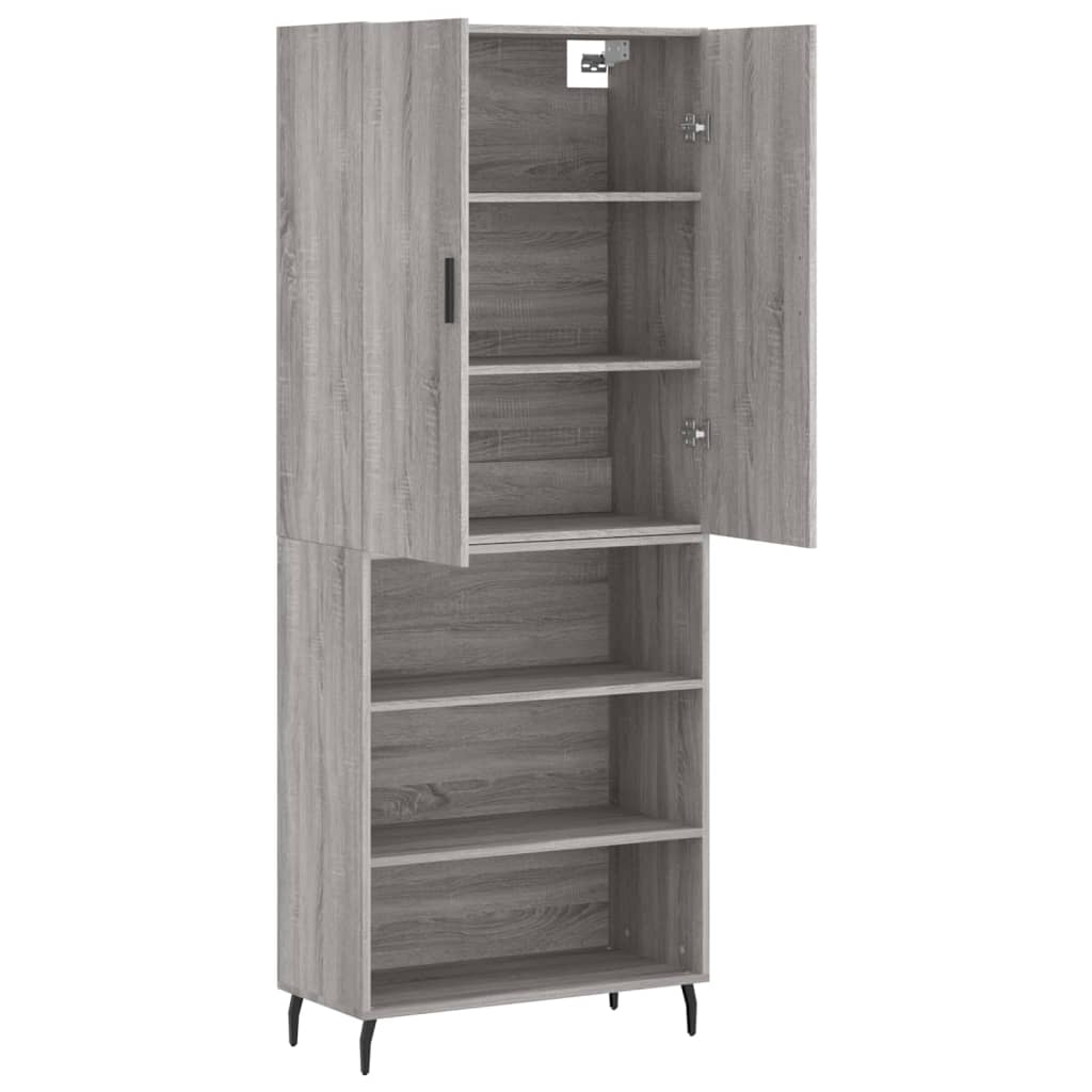Hoge kast 69,5x34x180 cm bewerkt hout grijs sonoma eikenkleurig is nu te koop bij PeponiXL, paradijselijk wonen!