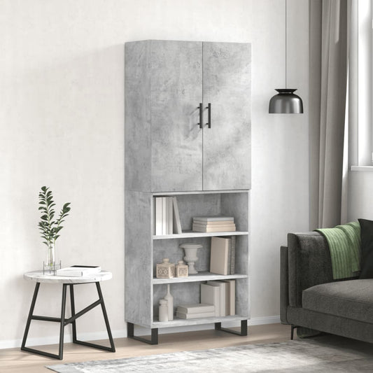 Hoge kast 69,5x34x180 cm bewerkt hout betongrijs is nu te koop bij PeponiXL, paradijselijk wonen!
