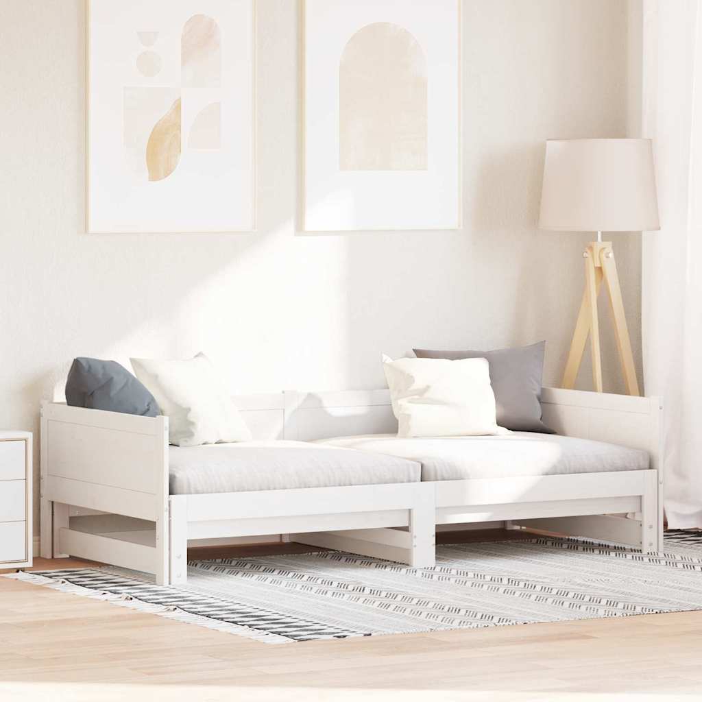 Uittrekbare Dagbed Wit 203,5 x 184 x 56,5 cm Massief Vurenhout is nu te koop bij PeponiXL, paradijselijk wonen!