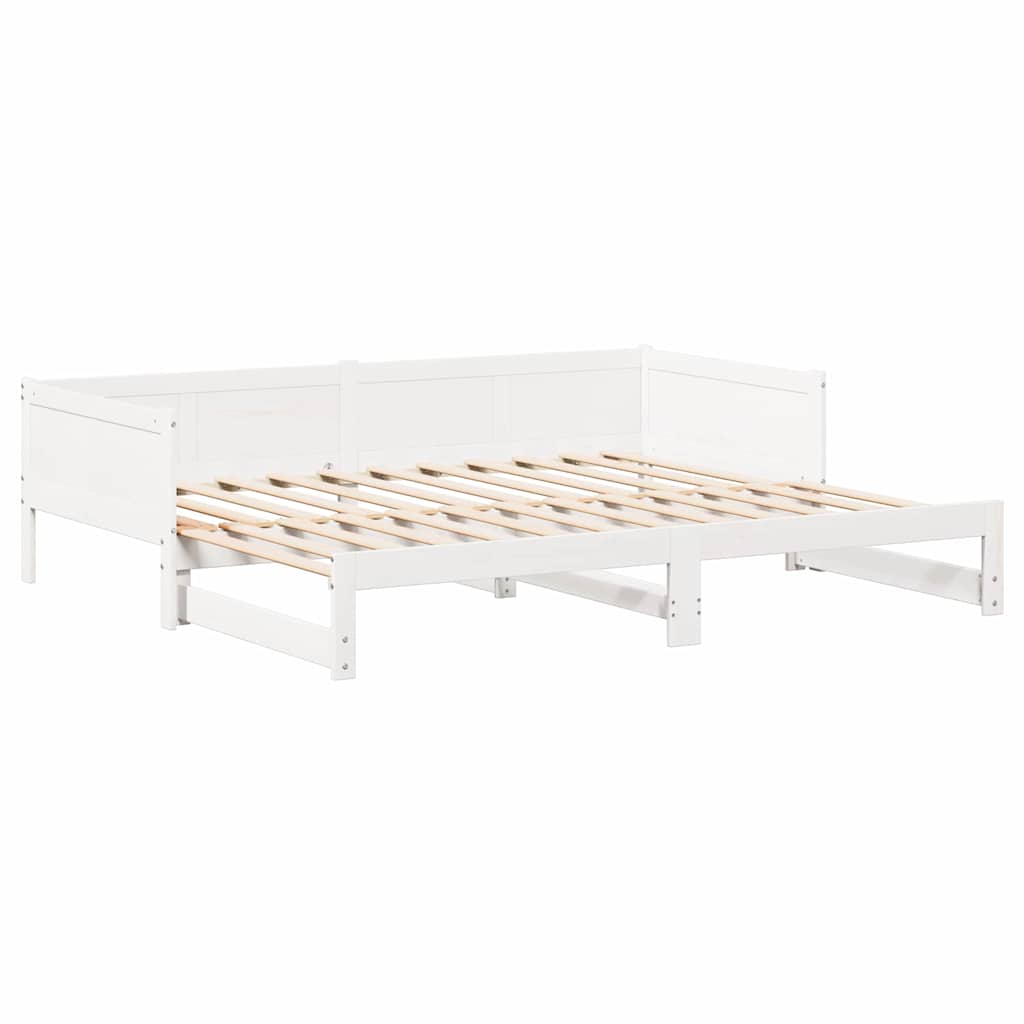 Uittrekbare Dagbed Wit 203,5 x 184 x 56,5 cm Massief Vurenhout is nu te koop bij PeponiXL, paradijselijk wonen!