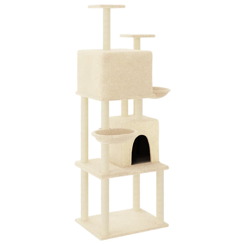 Kattenmeubel met sisal krabpalen 180 cm crèmekleurig is nu te koop bij PeponiXL, paradijselijk wonen!