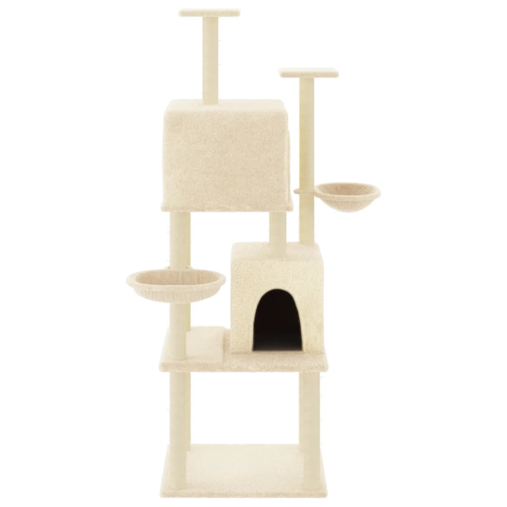 Kattenmeubel met sisal krabpalen 180 cm crèmekleurig is nu te koop bij PeponiXL, paradijselijk wonen!