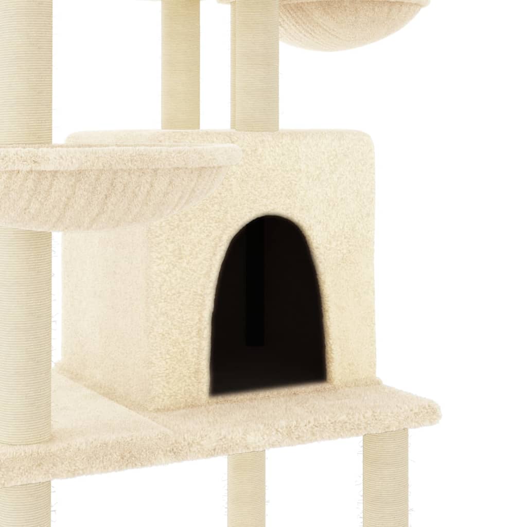 Kattenmeubel met sisal krabpalen 180 cm crèmekleurig is nu te koop bij PeponiXL, paradijselijk wonen!
