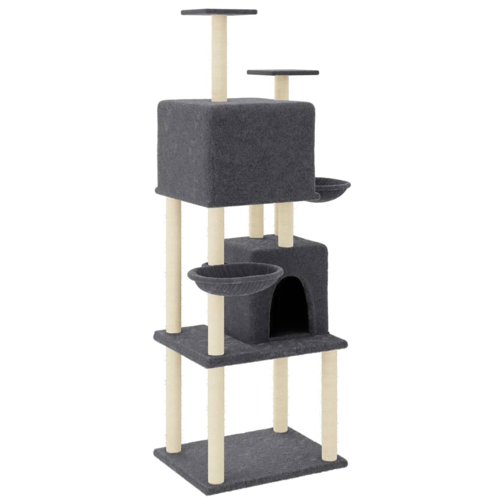 Kattenmeubel met sisal krabpalen 180 cm donkergrijs is nu te koop bij PeponiXL, paradijselijk wonen!