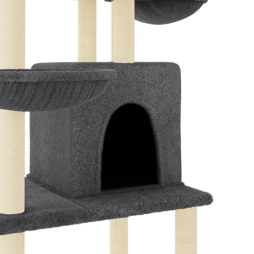 Kattenmeubel met sisal krabpalen 180 cm donkergrijs is nu te koop bij PeponiXL, paradijselijk wonen!