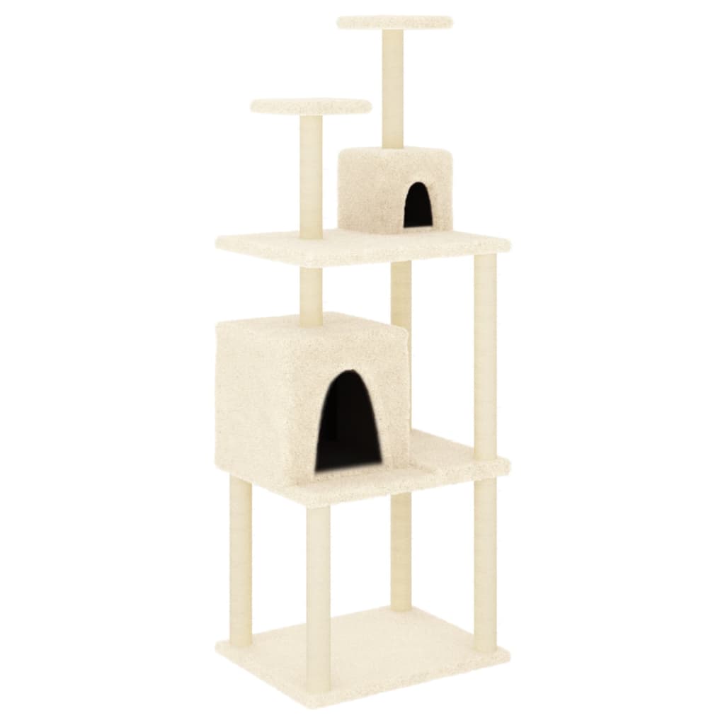 Kattenmeubel met sisal krabpalen 167 cm crèmekleurig is nu te koop bij PeponiXL, paradijselijk wonen!