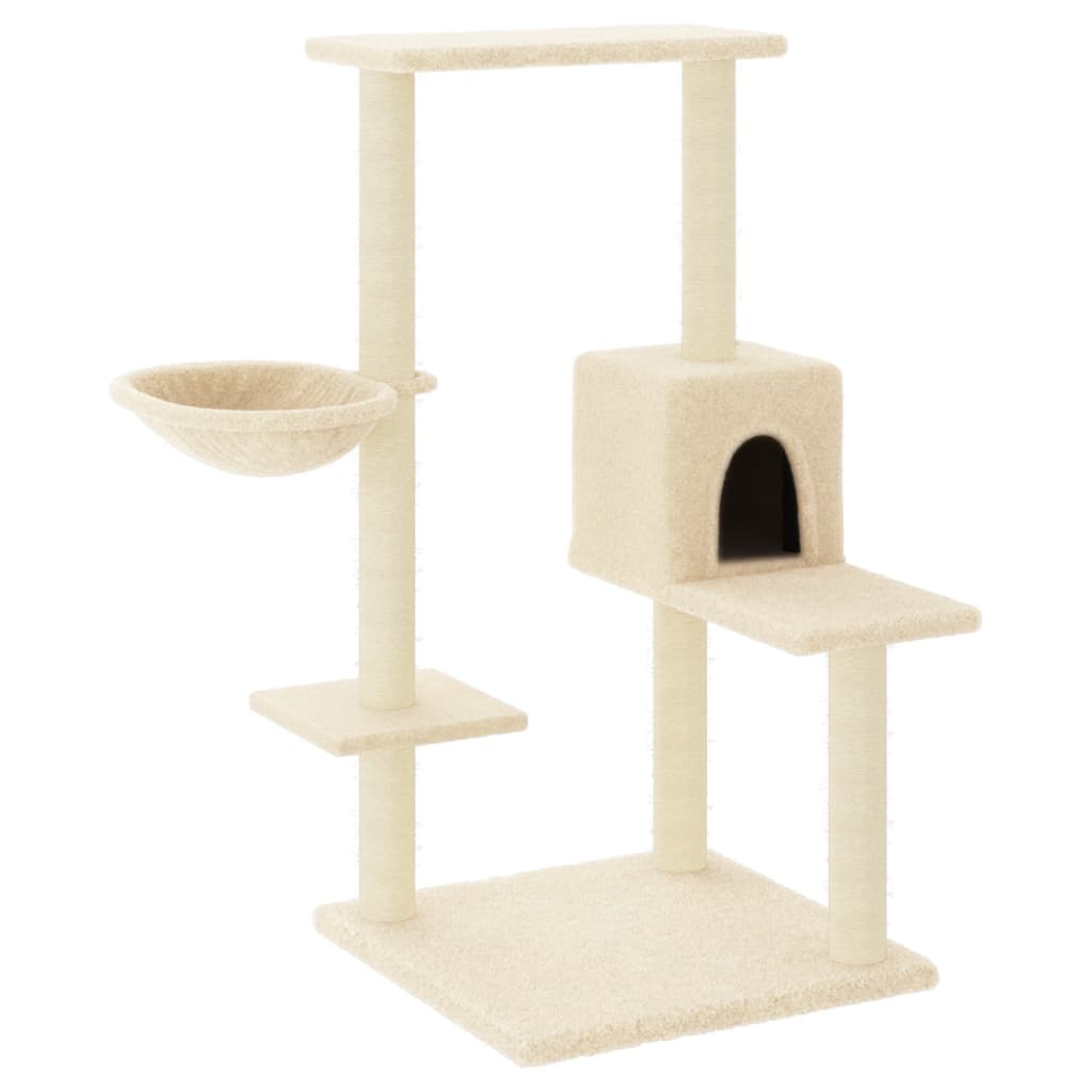 Kattenmeubel met sisal krabpalen 95 cm crèmekleurig is nu te koop bij PeponiXL, paradijselijk wonen!