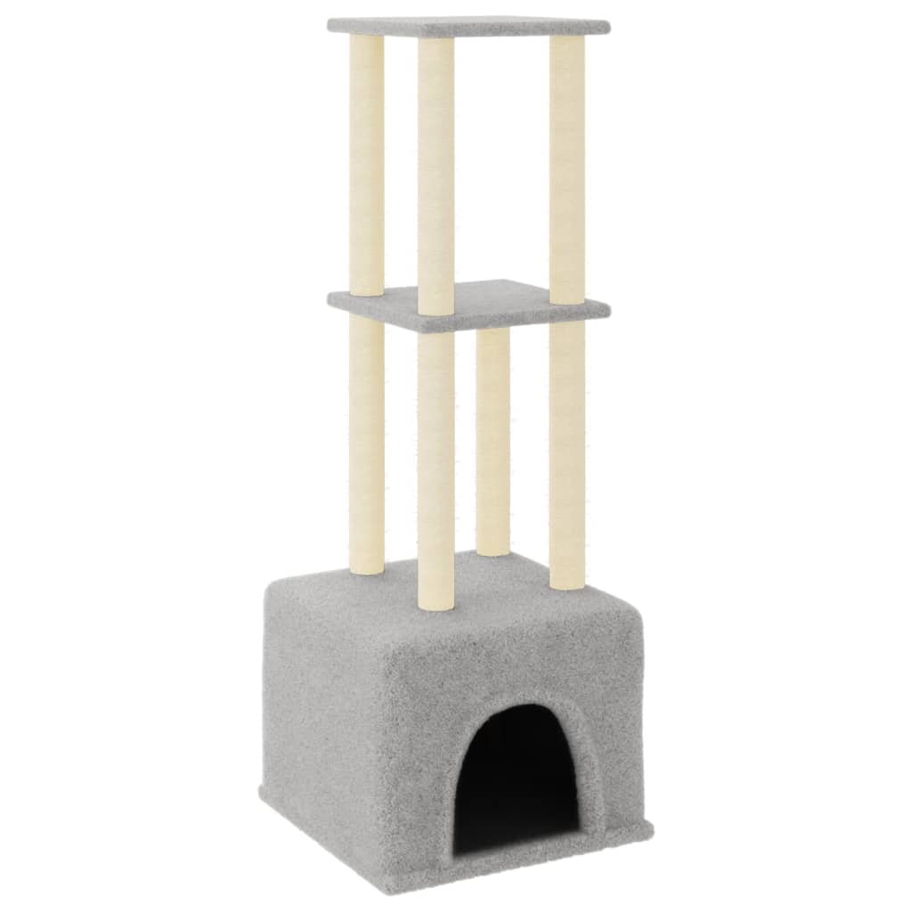 Kattenmeubel met sisal krabpalen 133,5 cm lichtgrijs is nu te koop bij PeponiXL, paradijselijk wonen!