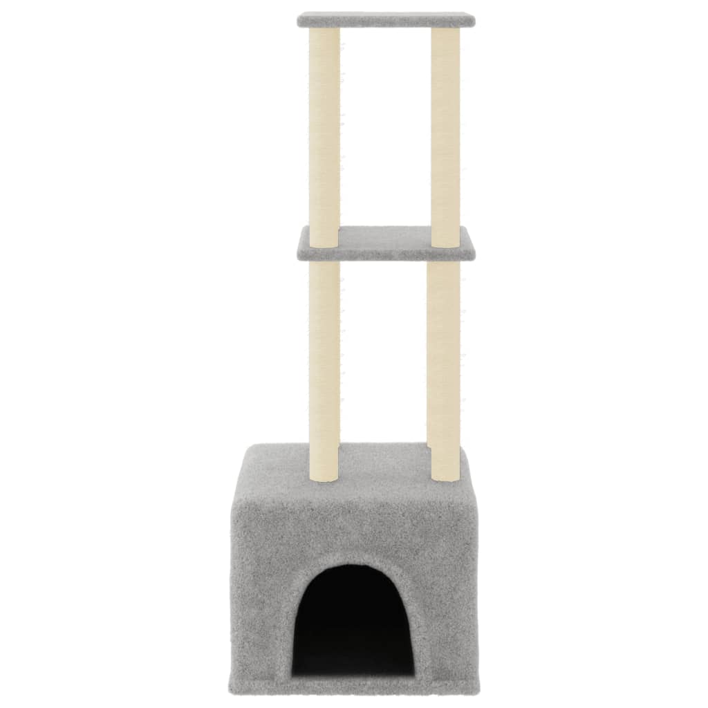 Kattenmeubel met sisal krabpalen 133,5 cm lichtgrijs is nu te koop bij PeponiXL, paradijselijk wonen!