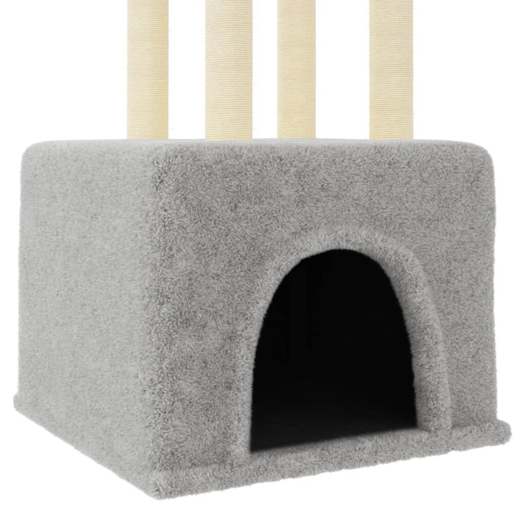 Kattenmeubel met sisal krabpalen 133,5 cm lichtgrijs is nu te koop bij PeponiXL, paradijselijk wonen!