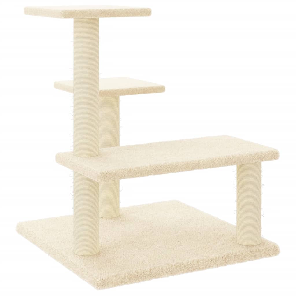 Kattenmeubel met sisal krabpalen 61 cm crèmekleurig is nu te koop bij PeponiXL, paradijselijk wonen!