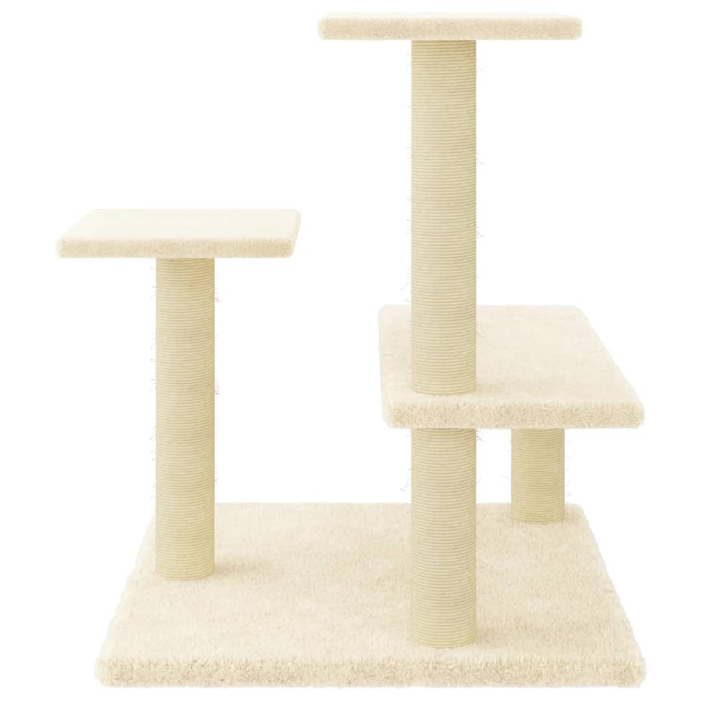 Kattenmeubel met sisal krabpalen 61 cm crèmekleurig is nu te koop bij PeponiXL, paradijselijk wonen!