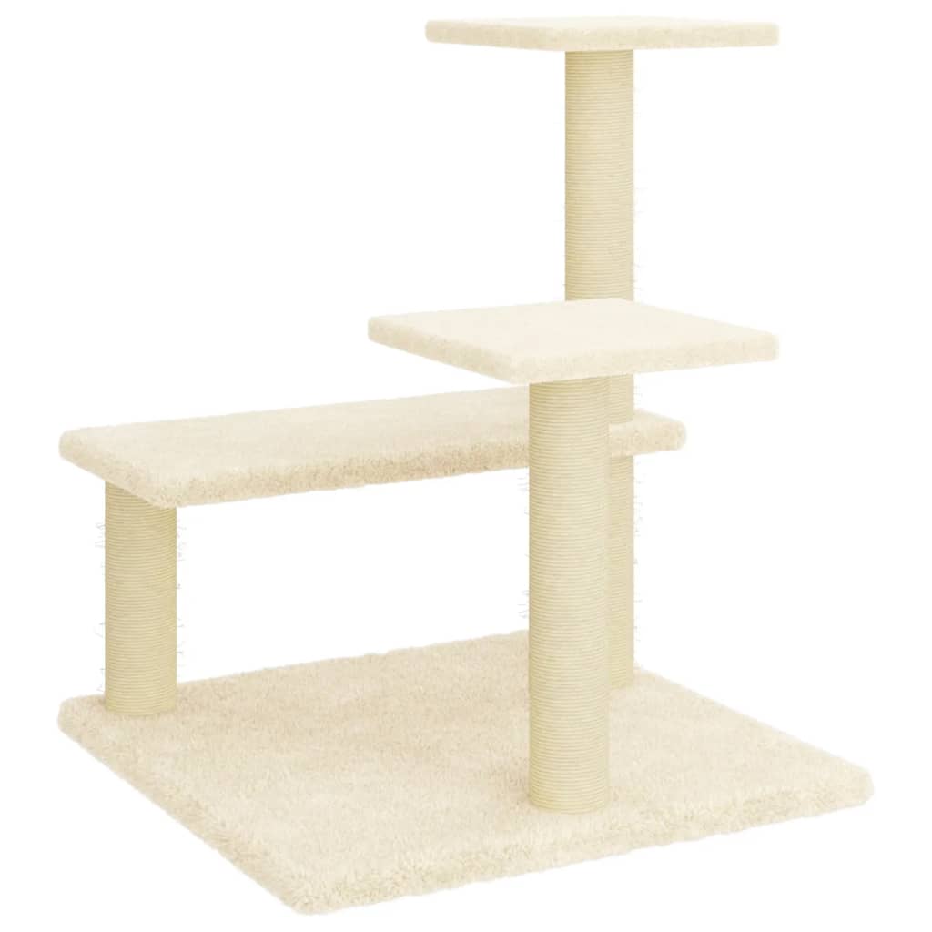 Kattenmeubel met sisal krabpalen 61 cm crèmekleurig is nu te koop bij PeponiXL, paradijselijk wonen!