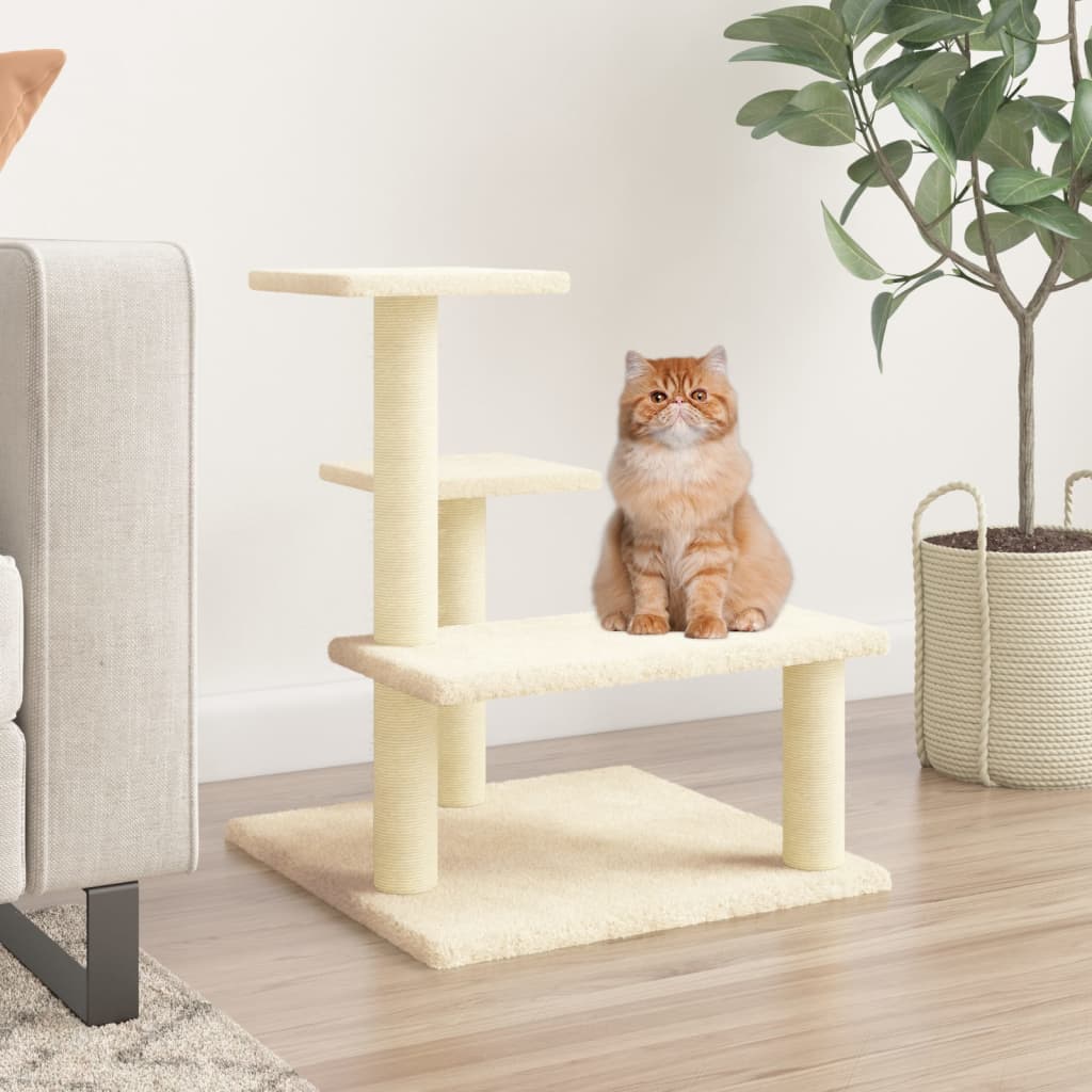 Kattenmeubel met sisal krabpalen 61 cm crèmekleurig is nu te koop bij PeponiXL, paradijselijk wonen!