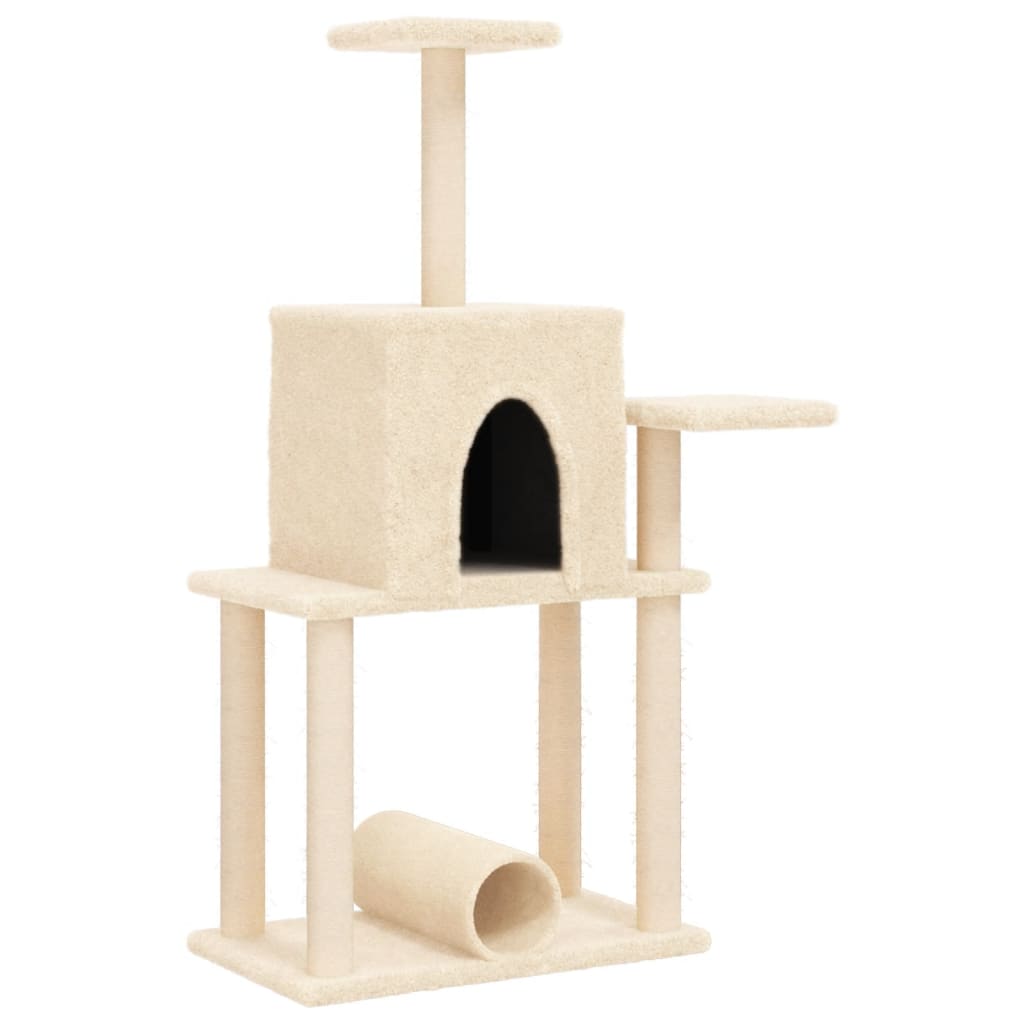 Kattenmeubel met sisal krabpalen 122 cm crèmekleurig is nu te koop bij PeponiXL, paradijselijk wonen!