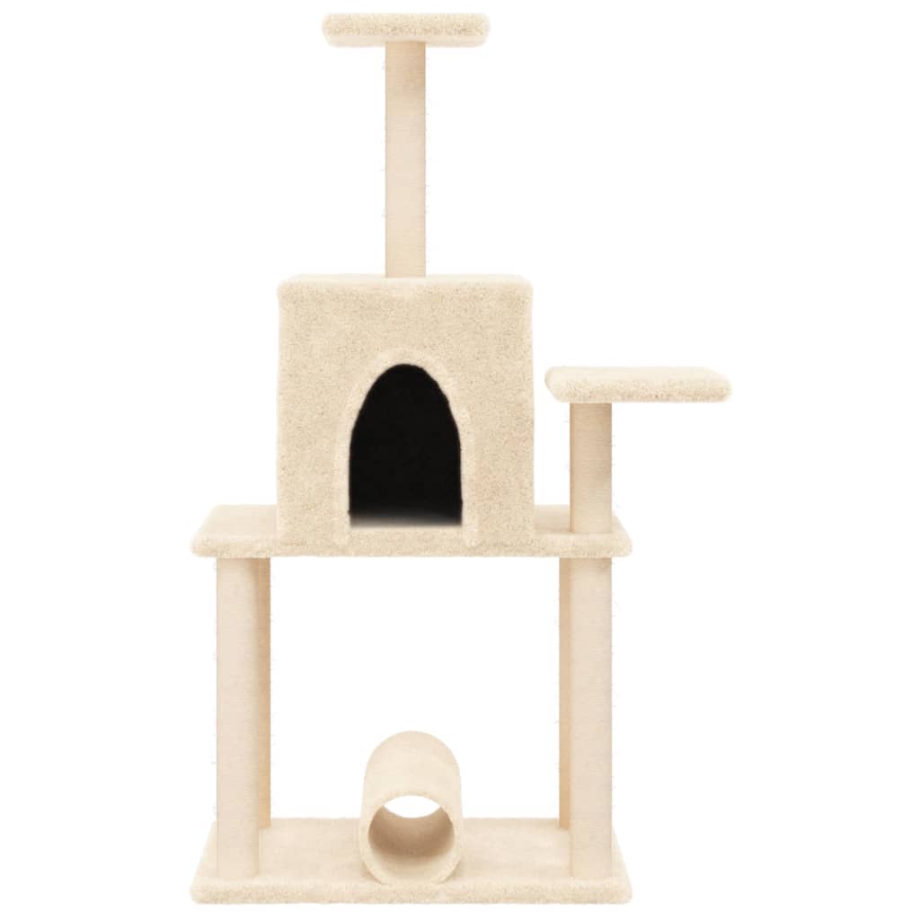 Kattenmeubel met sisal krabpalen 122 cm crèmekleurig is nu te koop bij PeponiXL, paradijselijk wonen!