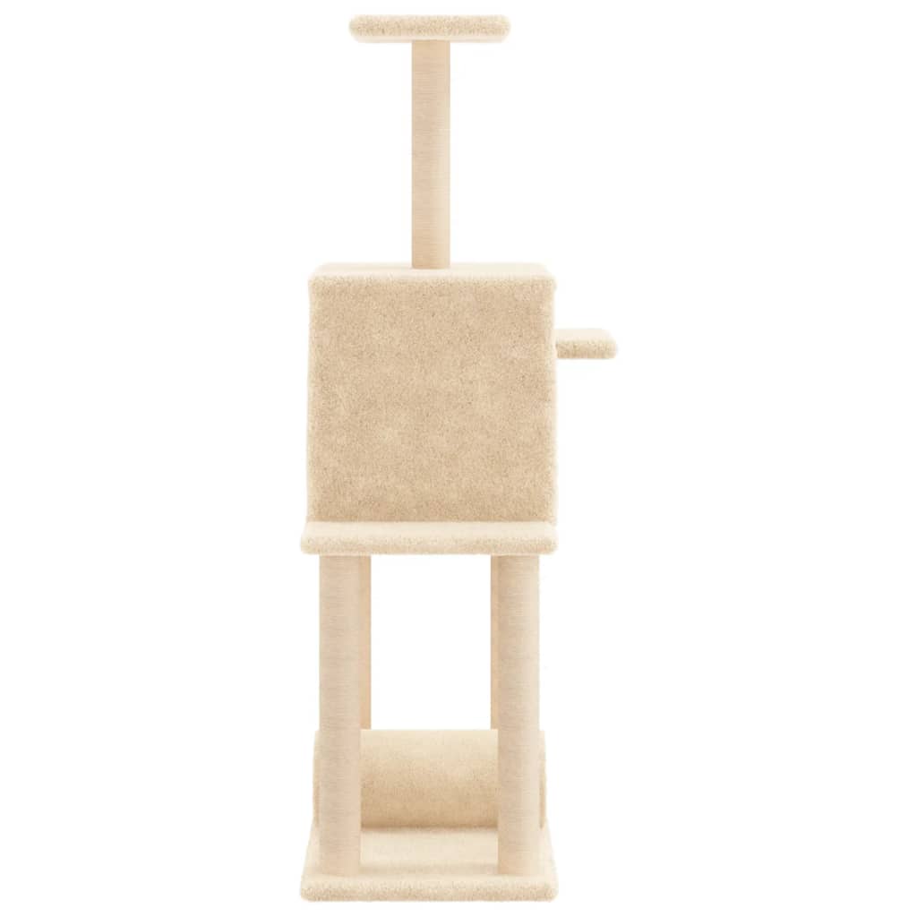 Kattenmeubel met sisal krabpalen 122 cm crèmekleurig is nu te koop bij PeponiXL, paradijselijk wonen!