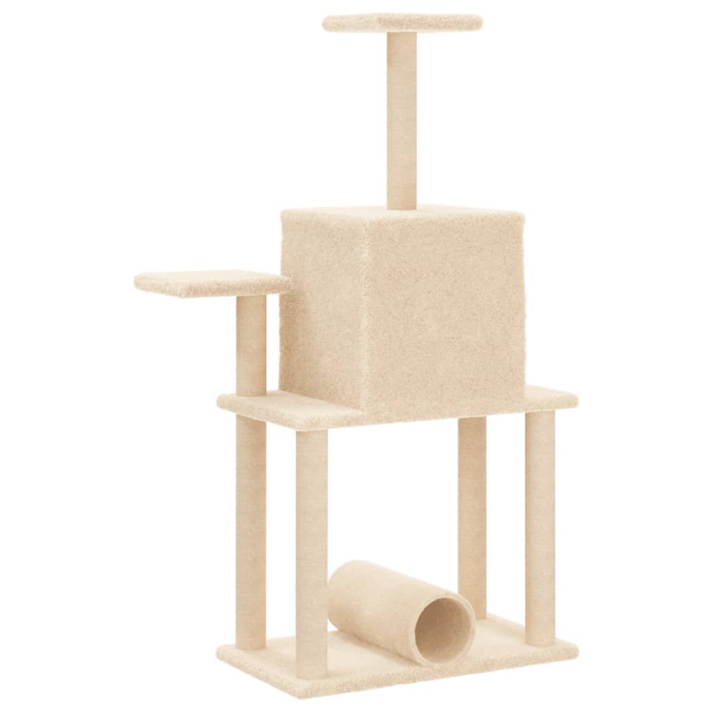 Kattenmeubel met sisal krabpalen 122 cm crèmekleurig is nu te koop bij PeponiXL, paradijselijk wonen!