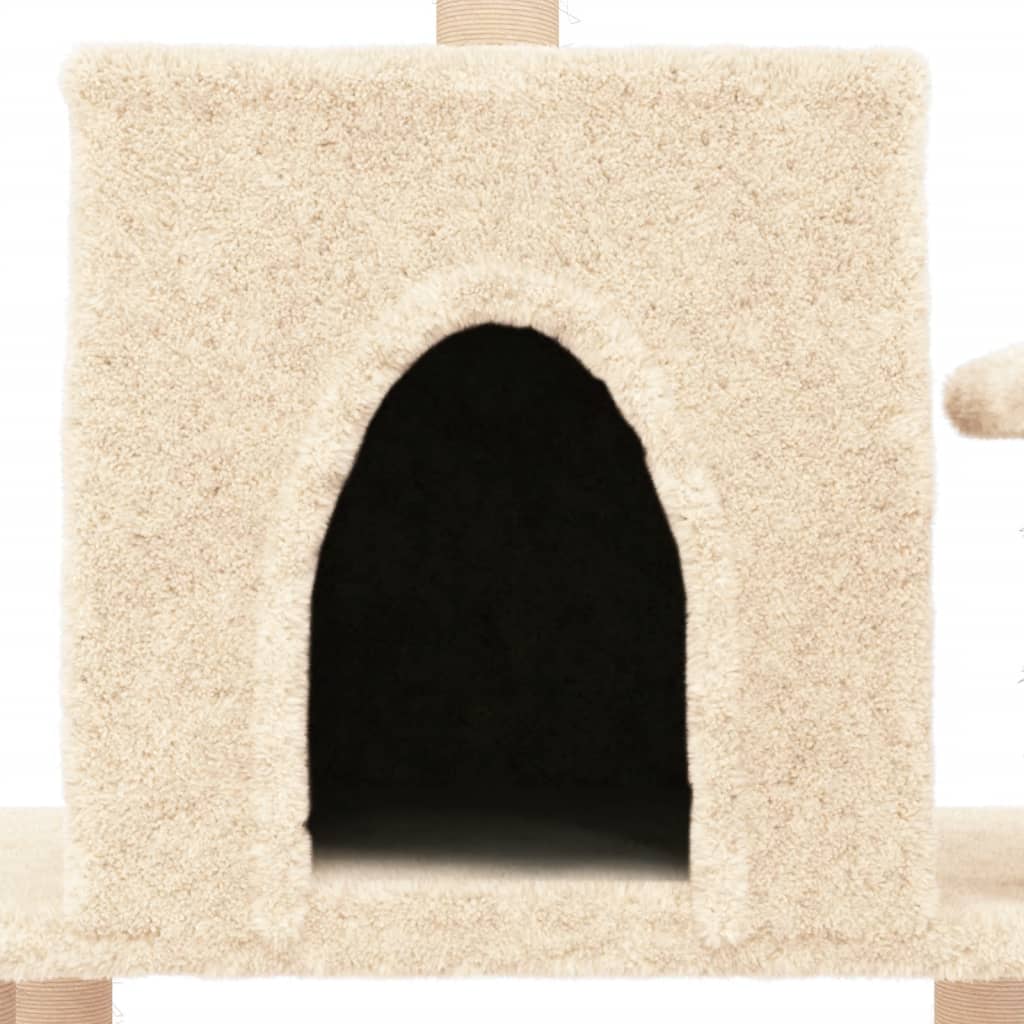 Kattenmeubel met sisal krabpalen 122 cm crèmekleurig is nu te koop bij PeponiXL, paradijselijk wonen!