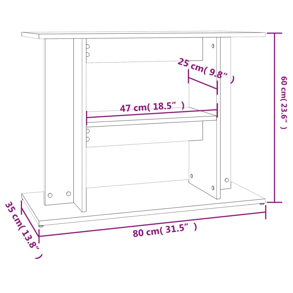 Aquariumstandaard 80x35x60 cm bewerkt hout sonoma eikenkleurig is nu te koop bij PeponiXL, paradijselijk wonen!