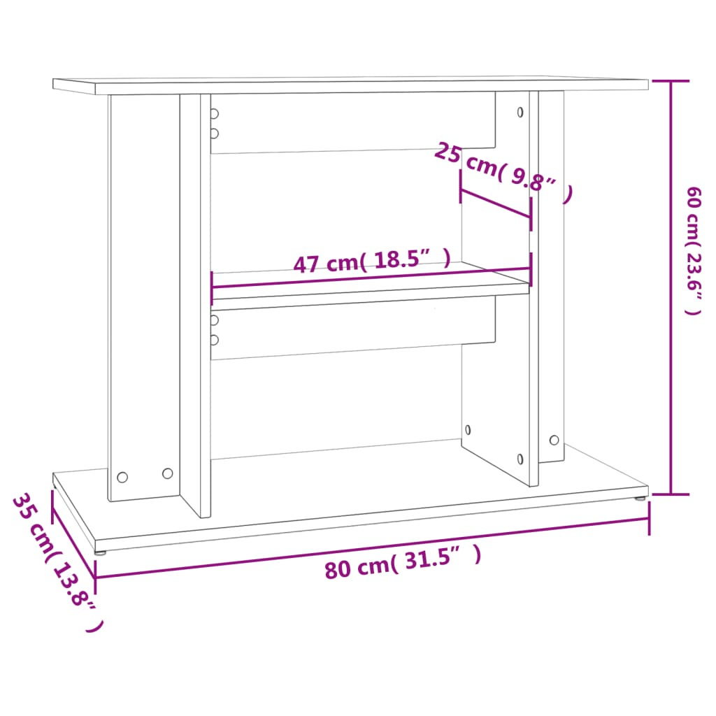 Aquariumstandaard 80x35x60 cm bewerkt hout gerookt eikenkleurig is nu te koop bij PeponiXL, paradijselijk wonen!