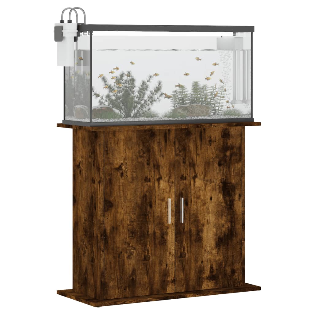 Aquariumstandaard 81x36x73 cm bewerkt hout gerookt eikenkleurig is nu te koop bij PeponiXL, paradijselijk wonen!