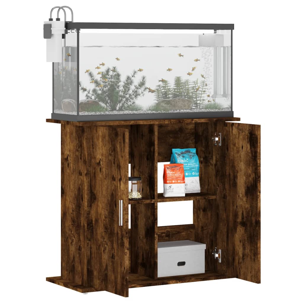 Aquariumstandaard 81x36x73 cm bewerkt hout gerookt eikenkleurig is nu te koop bij PeponiXL, paradijselijk wonen!