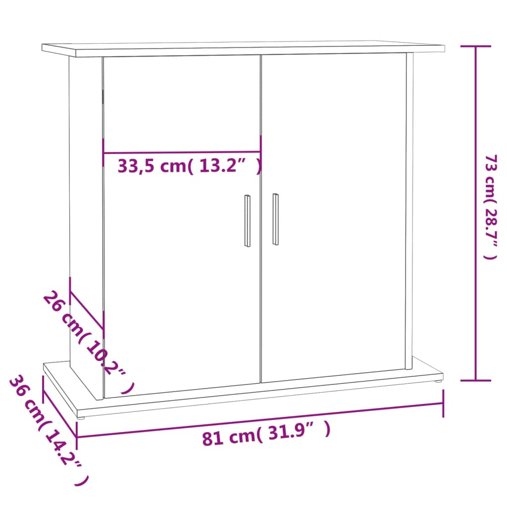 Aquariumstandaard 81x36x73 cm bewerkt hout gerookt eikenkleurig is nu te koop bij PeponiXL, paradijselijk wonen!