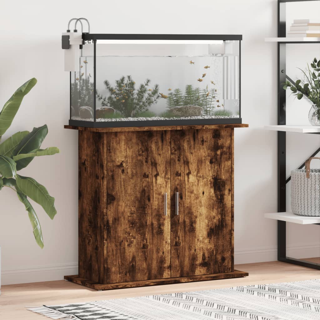 Aquariumstandaard 81x36x73 cm bewerkt hout gerookt eikenkleurig is nu te koop bij PeponiXL, paradijselijk wonen!