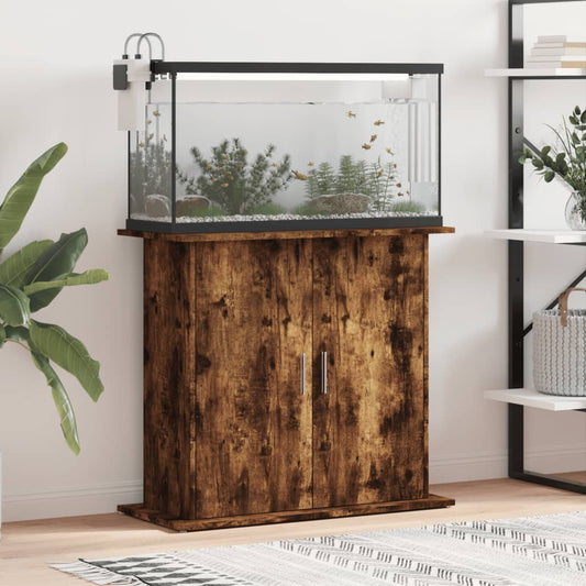 Aquariumstandaard 81x36x73 cm bewerkt hout gerookt eikenkleurig is nu te koop bij PeponiXL, paradijselijk wonen!