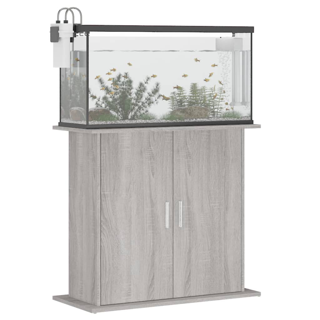Aquariumstandaard 81x36x73 cm bewerkt hout grijs sonoma eiken is nu te koop bij PeponiXL, paradijselijk wonen!