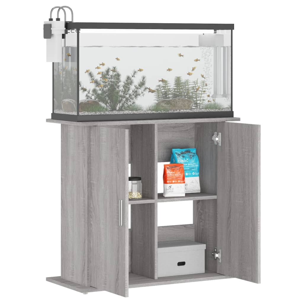 Aquariumstandaard 81x36x73 cm bewerkt hout grijs sonoma eiken is nu te koop bij PeponiXL, paradijselijk wonen!