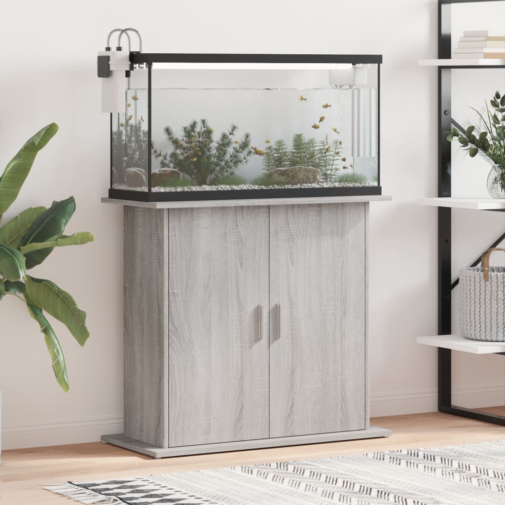 Aquariumstandaard 81x36x73 cm bewerkt hout grijs sonoma eiken is nu te koop bij PeponiXL, paradijselijk wonen!