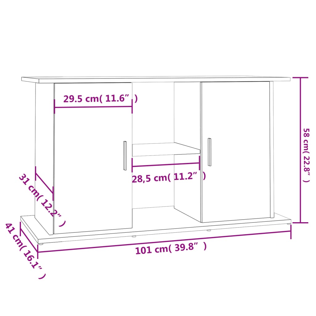 Aquariumstandaard 101x41x58 cm bewerkt hout hoogglans wit is nu te koop bij PeponiXL, paradijselijk wonen!