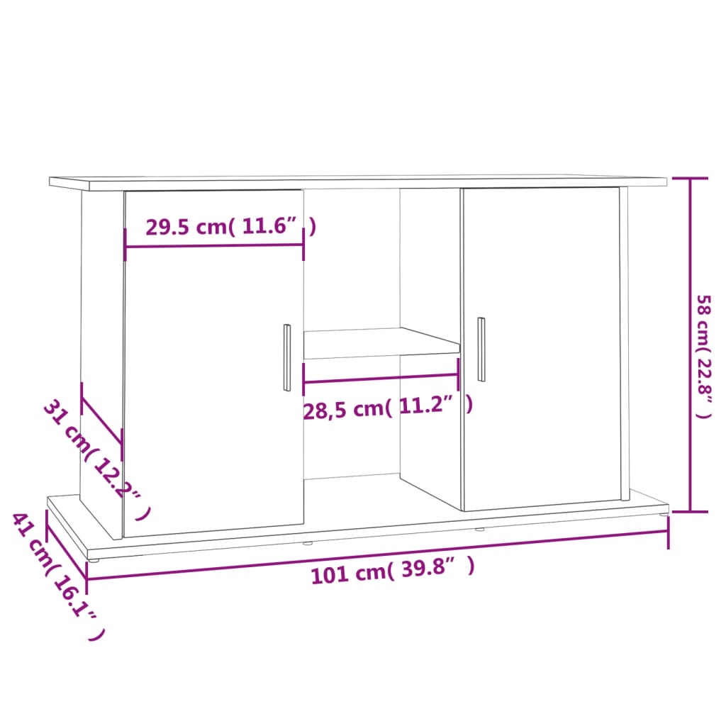 Aquariumstandaard 101x41x58 cm bewerkt hout gerookt eikenkleur is nu te koop bij PeponiXL, paradijselijk wonen!