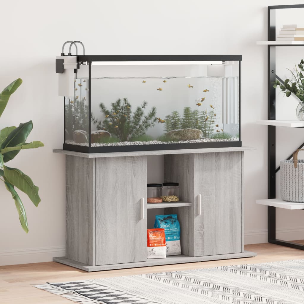Aquariumstandaard 101x41x58 cm bewerkt hout grijs sonoma eiken is nu te koop bij PeponiXL, paradijselijk wonen!