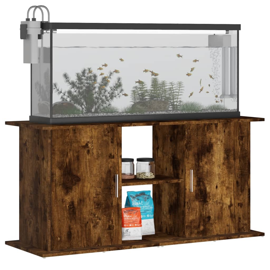 Aquariumstandaard 121x41x58 cm bewerkt hout gerookt eikenkleur is nu te koop bij PeponiXL, paradijselijk wonen!