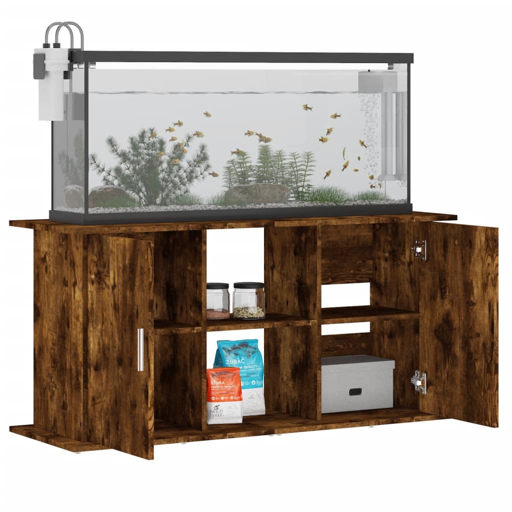 Aquariumstandaard 121x41x58 cm bewerkt hout gerookt eikenkleur is nu te koop bij PeponiXL, paradijselijk wonen!