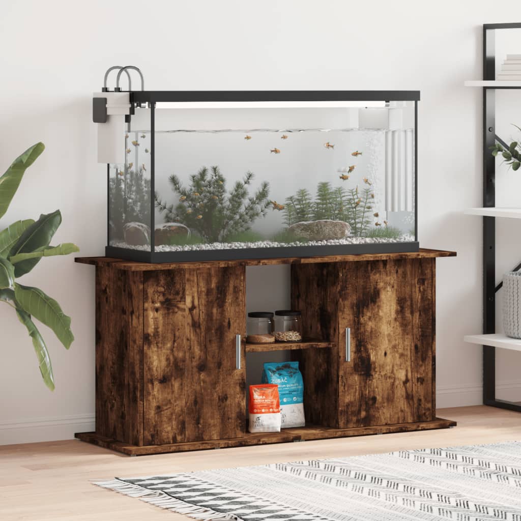 Aquariumstandaard 121x41x58 cm bewerkt hout gerookt eikenkleur is nu te koop bij PeponiXL, paradijselijk wonen!