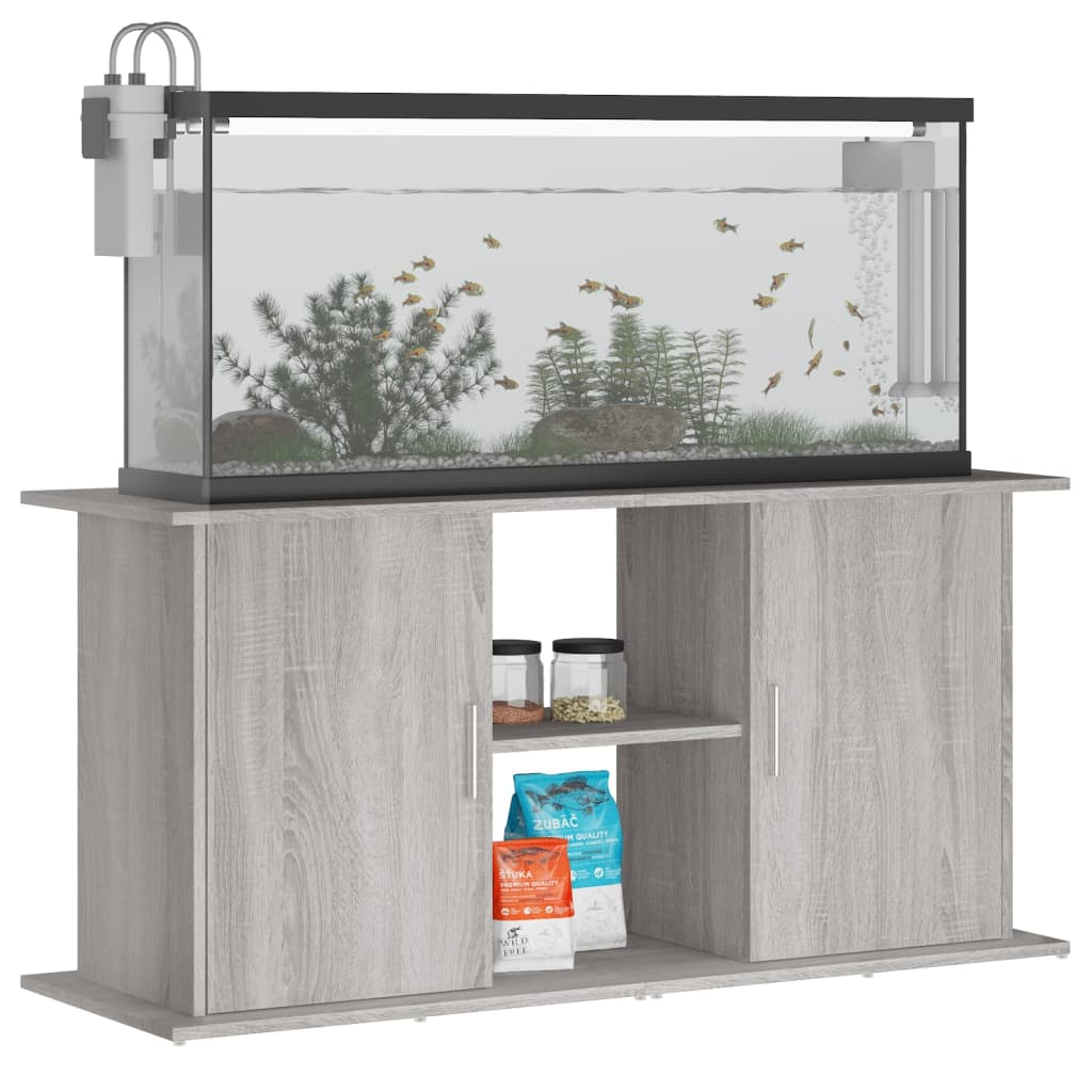 Aquariumstandaard 121x41x58 cm bewerkt hout grijs sonoma eiken is nu te koop bij PeponiXL, paradijselijk wonen!