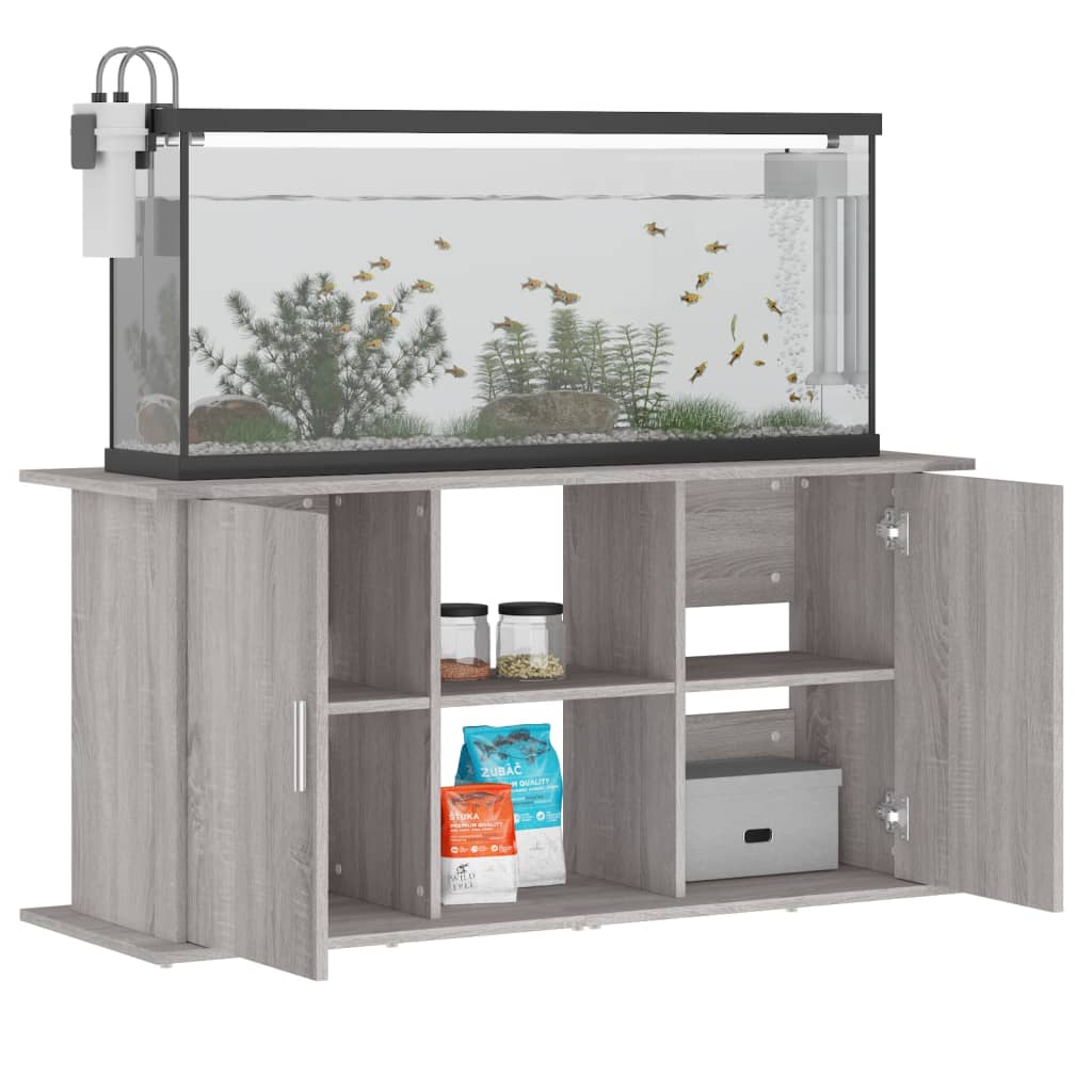 Aquariumstandaard 121x41x58 cm bewerkt hout grijs sonoma eiken is nu te koop bij PeponiXL, paradijselijk wonen!