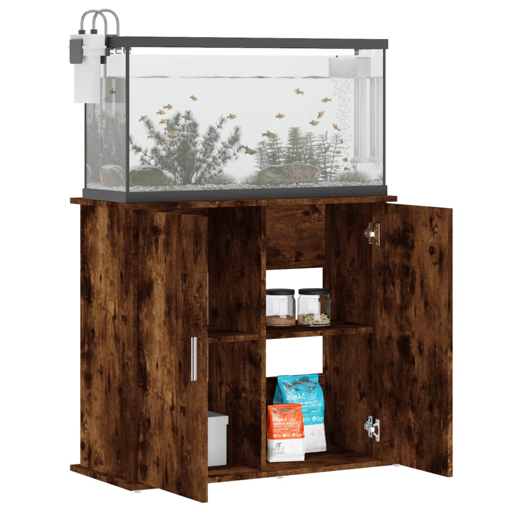 Aquariumstandaard 81x36x73 cm bewerkt hout gerookt eikenkleurig is nu te koop bij PeponiXL, paradijselijk wonen!