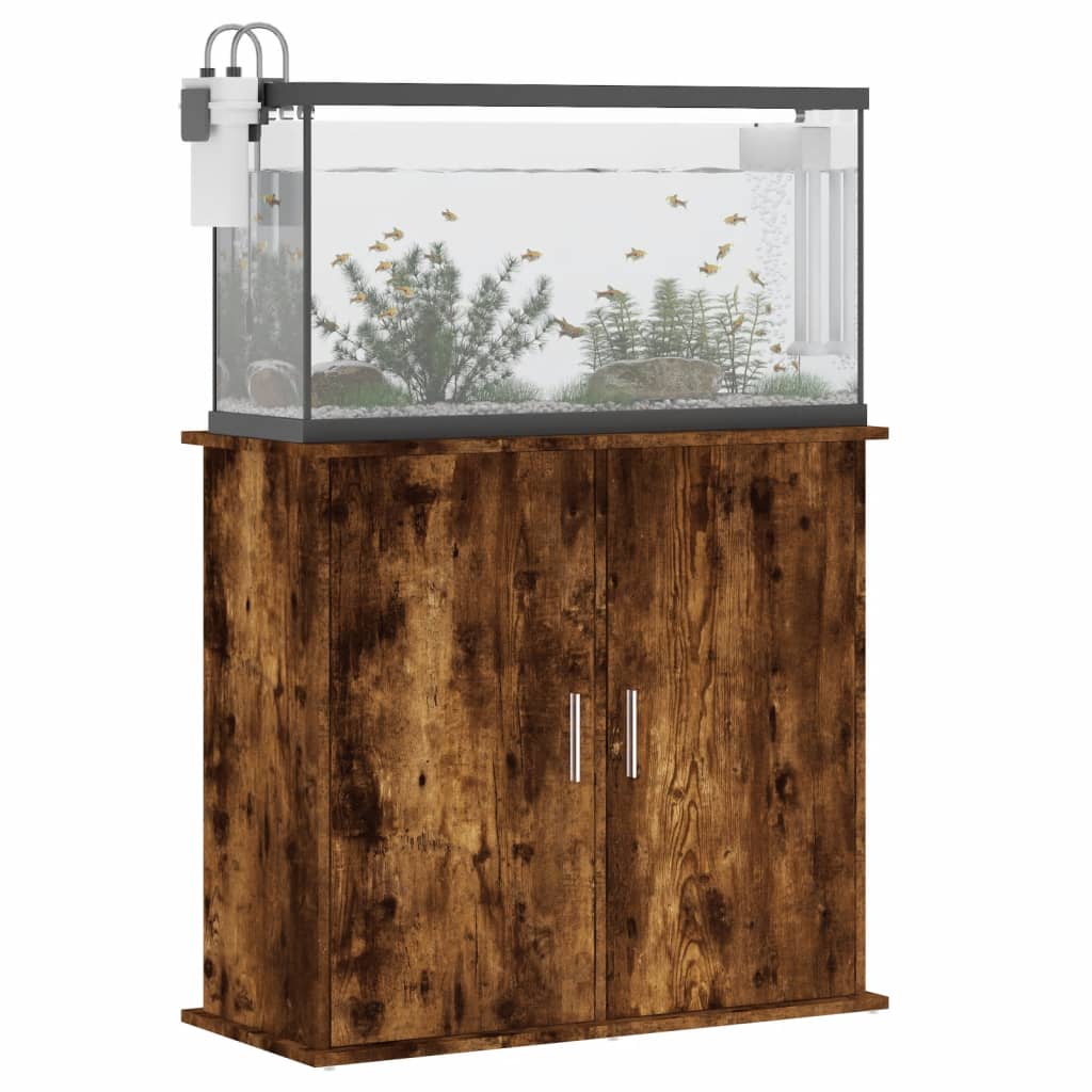 Aquariumstandaard 81x36x73 cm bewerkt hout gerookt eikenkleurig is nu te koop bij PeponiXL, paradijselijk wonen!