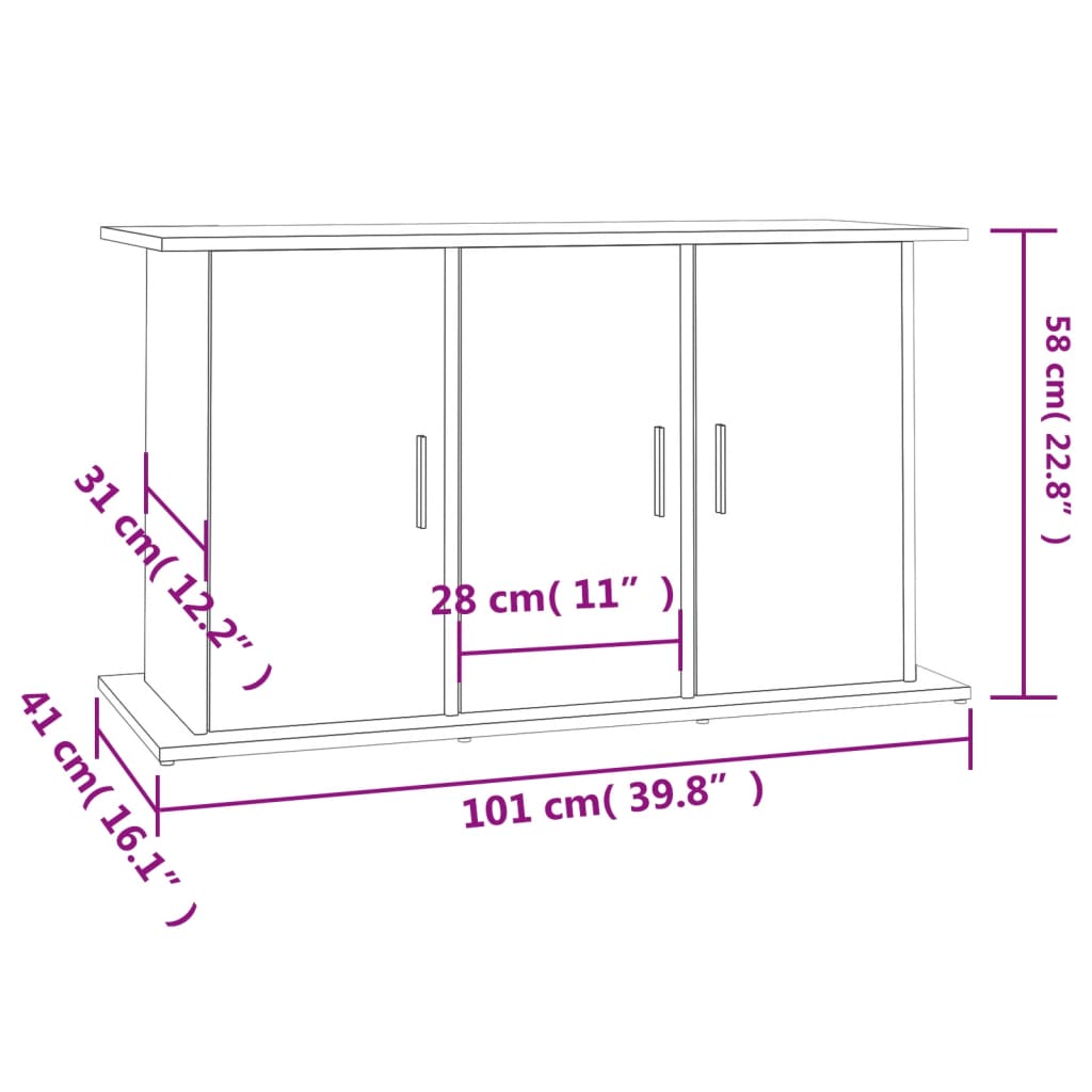 Aquariumstandaard Betongrijs 101x41x58 cm Bewerkt hout is nu te koop bij PeponiXL, paradijselijk wonen!
