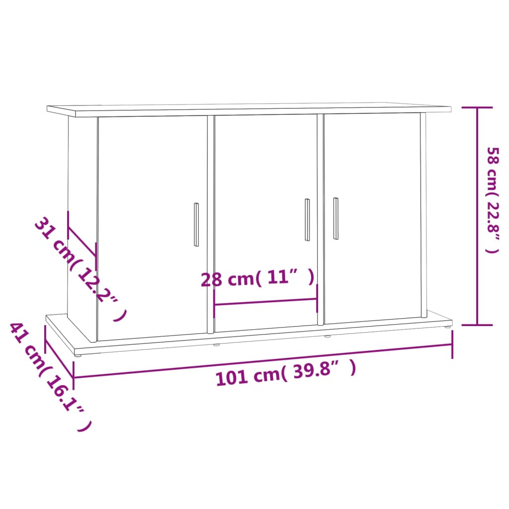 Aquariumstandaard 101x41x58 cm bewerkt hout grijs sonoma eiken is nu te koop bij PeponiXL, paradijselijk wonen!