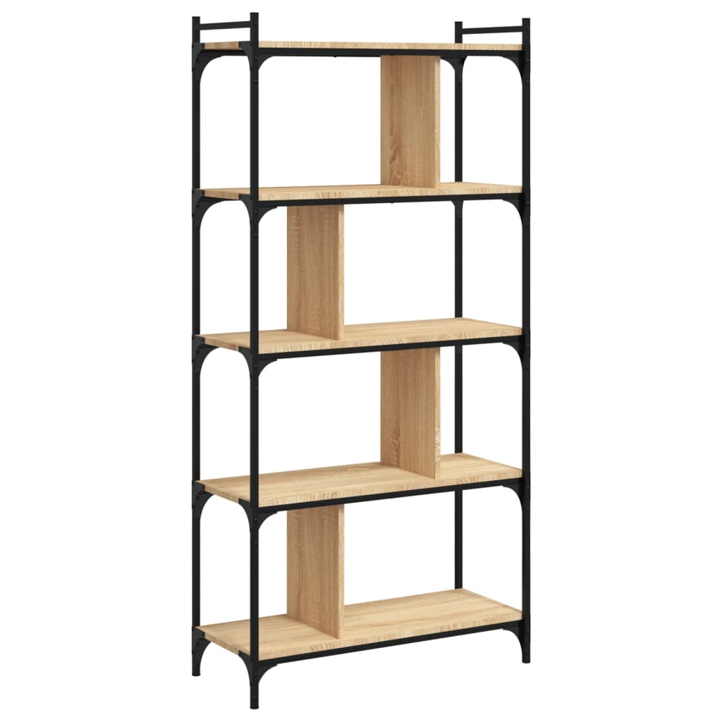 Boekenkast 5-laags 76x32x158 cm bewerkt hout sonoma eikenkleur is nu te koop bij PeponiXL, paradijselijk wonen!