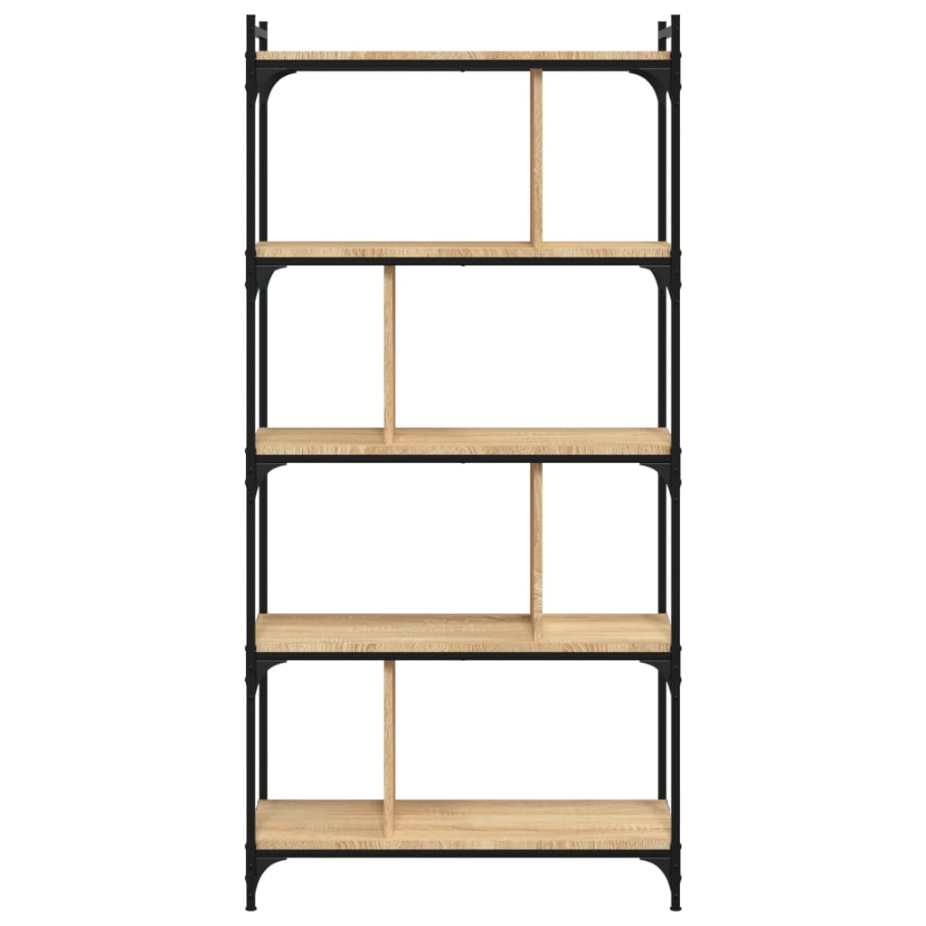 Boekenkast 5-laags 76x32x158 cm bewerkt hout sonoma eikenkleur is nu te koop bij PeponiXL, paradijselijk wonen!